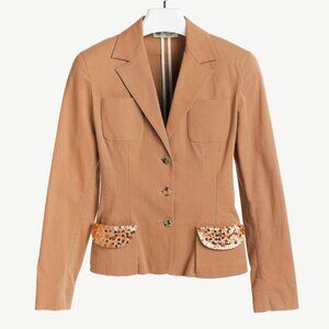 Blumarine Tan Cotton Sequined Blazer